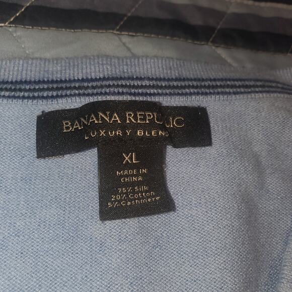 Banana Republic Size XL Two Luxury Men's Blue Sweaters Wool and Silk Preppy - Picture 7 of 11